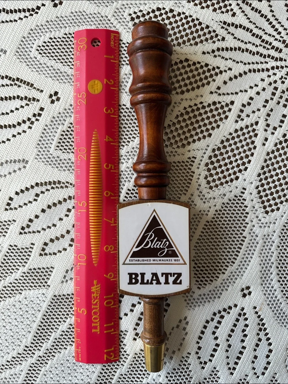 Blatz Beer Wooden Tap Handle Vintage 1970's Breweriana
